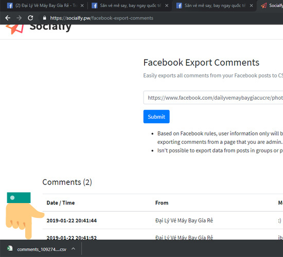 Cách xuất bình luận Fanpage Facebook thành file Excel