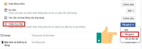 Cách tắt thông báo Live video trên Facebook