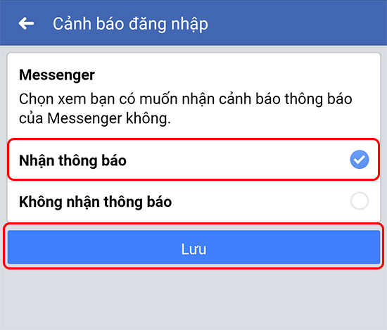 Kích hoạt tính năng cảnh báo đăng nhập Facebook