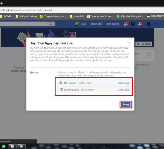 Tắt hoặc lọc bớt nội dung kỷ niệm trên Facebook
