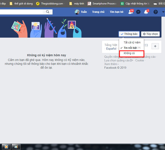 Tắt hoặc lọc bớt nội dung kỷ niệm trên Facebook