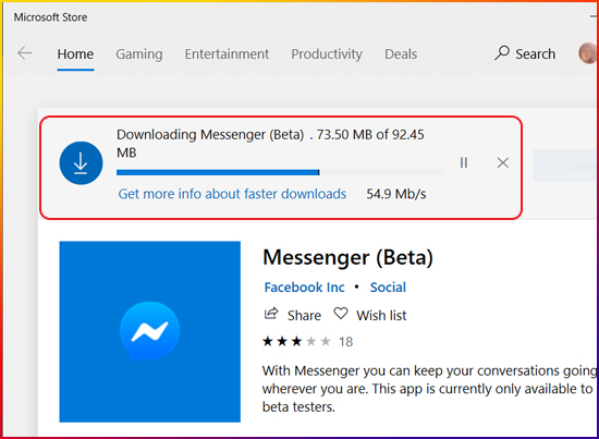 Facebook Messenger bản Beta dành cho Windows 10