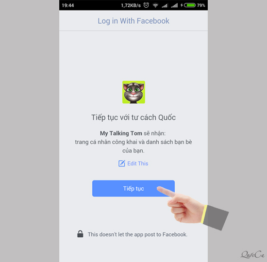 Kết nối facebook với My Talking Tom