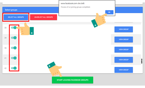 Cách rời khỏi nhóm hàng loạt trên Facebook