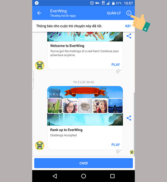 Tắt lời mời chơi game trên Facebook Messenger