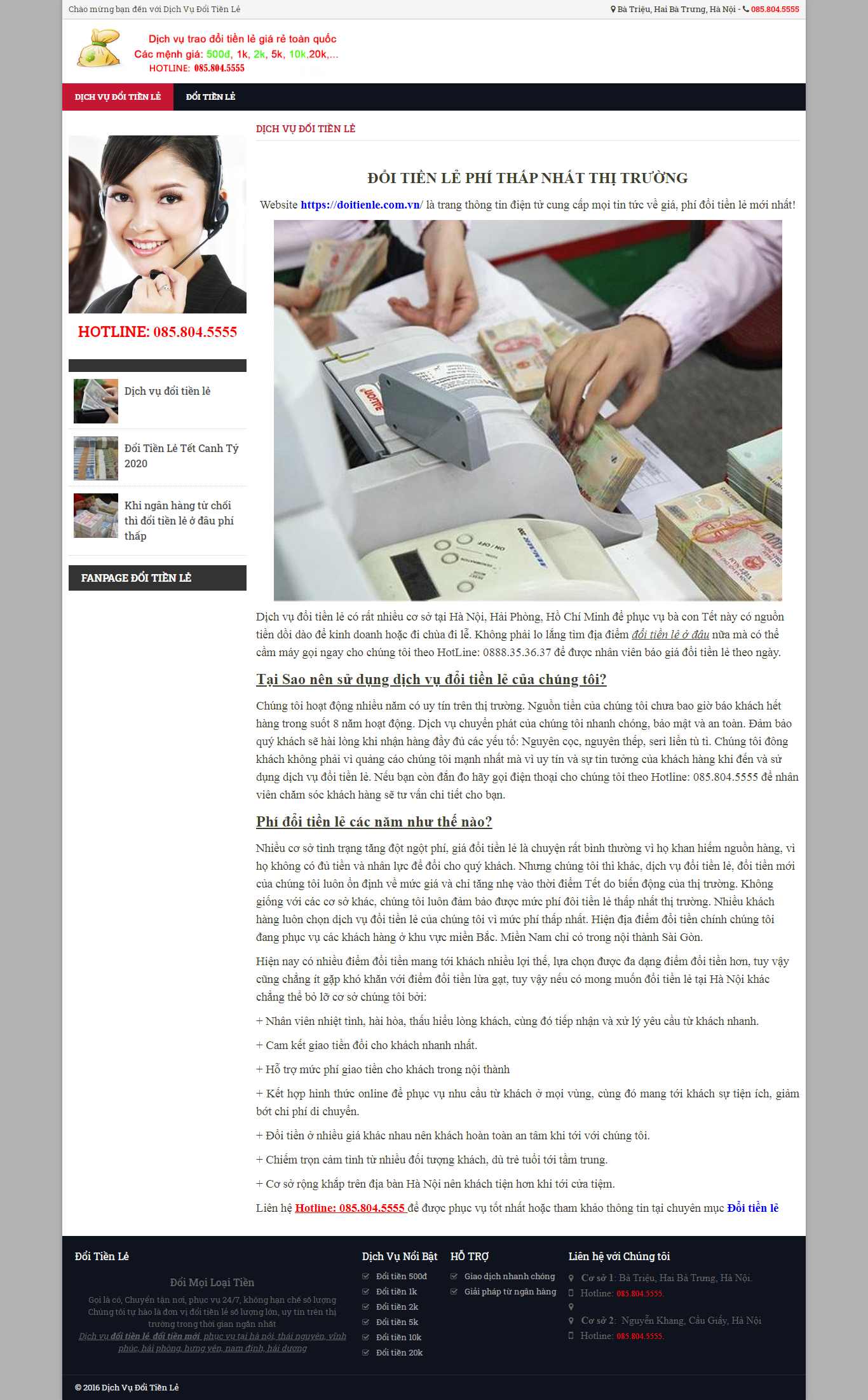 Thiết kế Web đổi tiền lẻ doitienle.com.vn