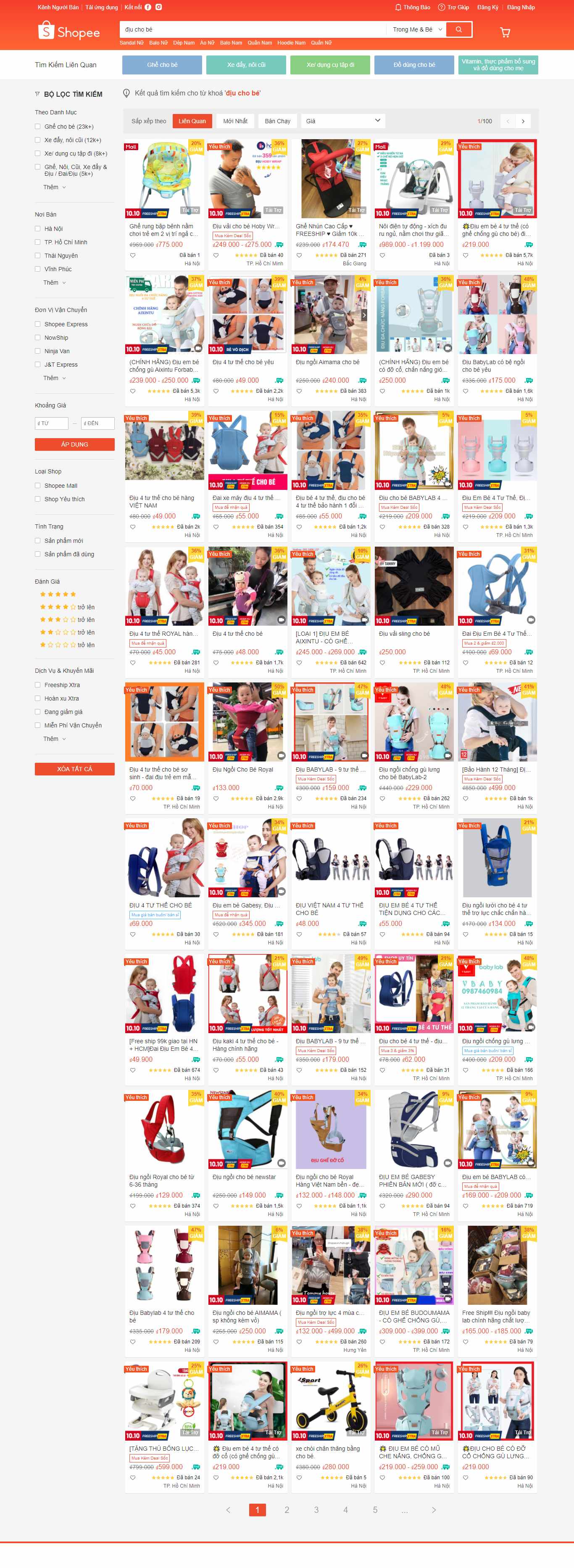 Thiết kế Web bán địu em bé shopee.vn