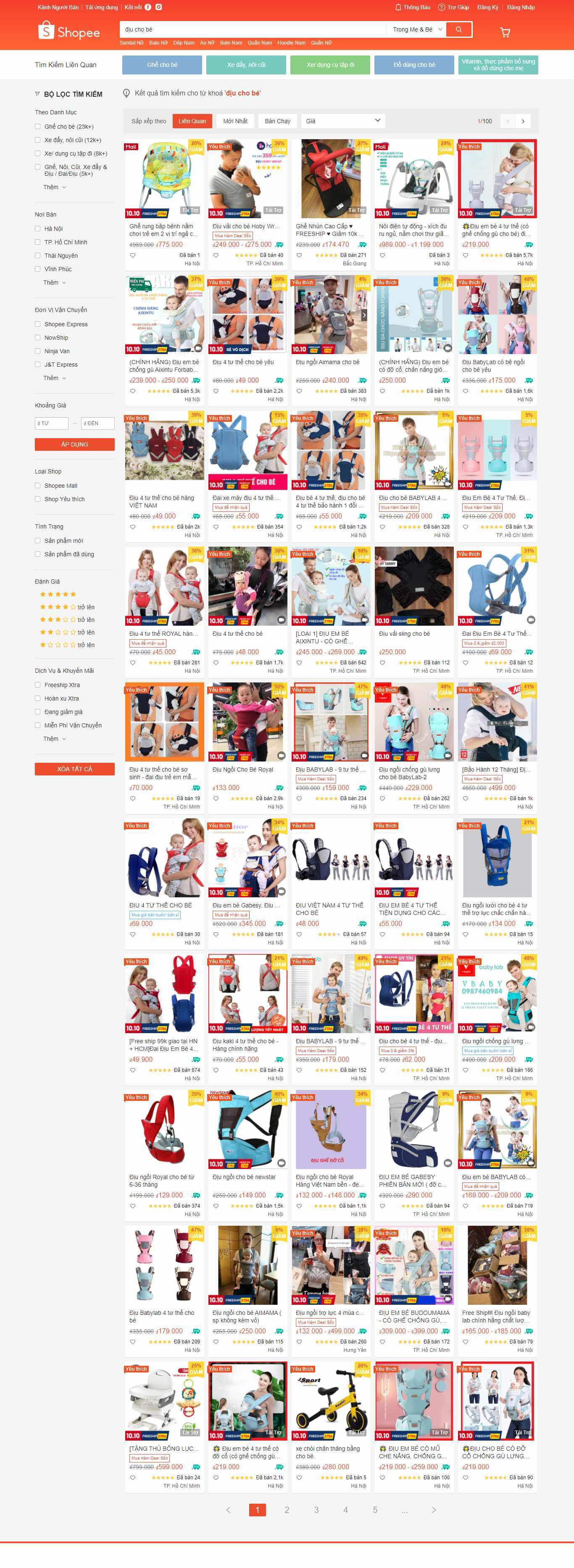 Thiết kế Web bán địu em bé sendo.vn