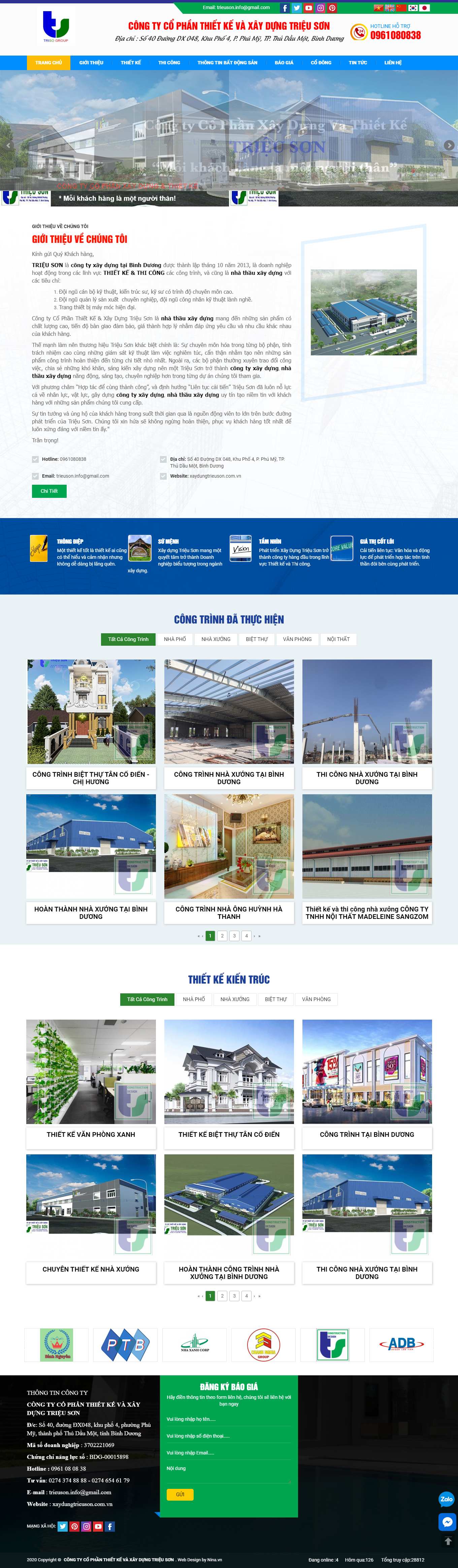 Thiết kế Website Web công ty xây dựng - xaydungtrieusoncomvn