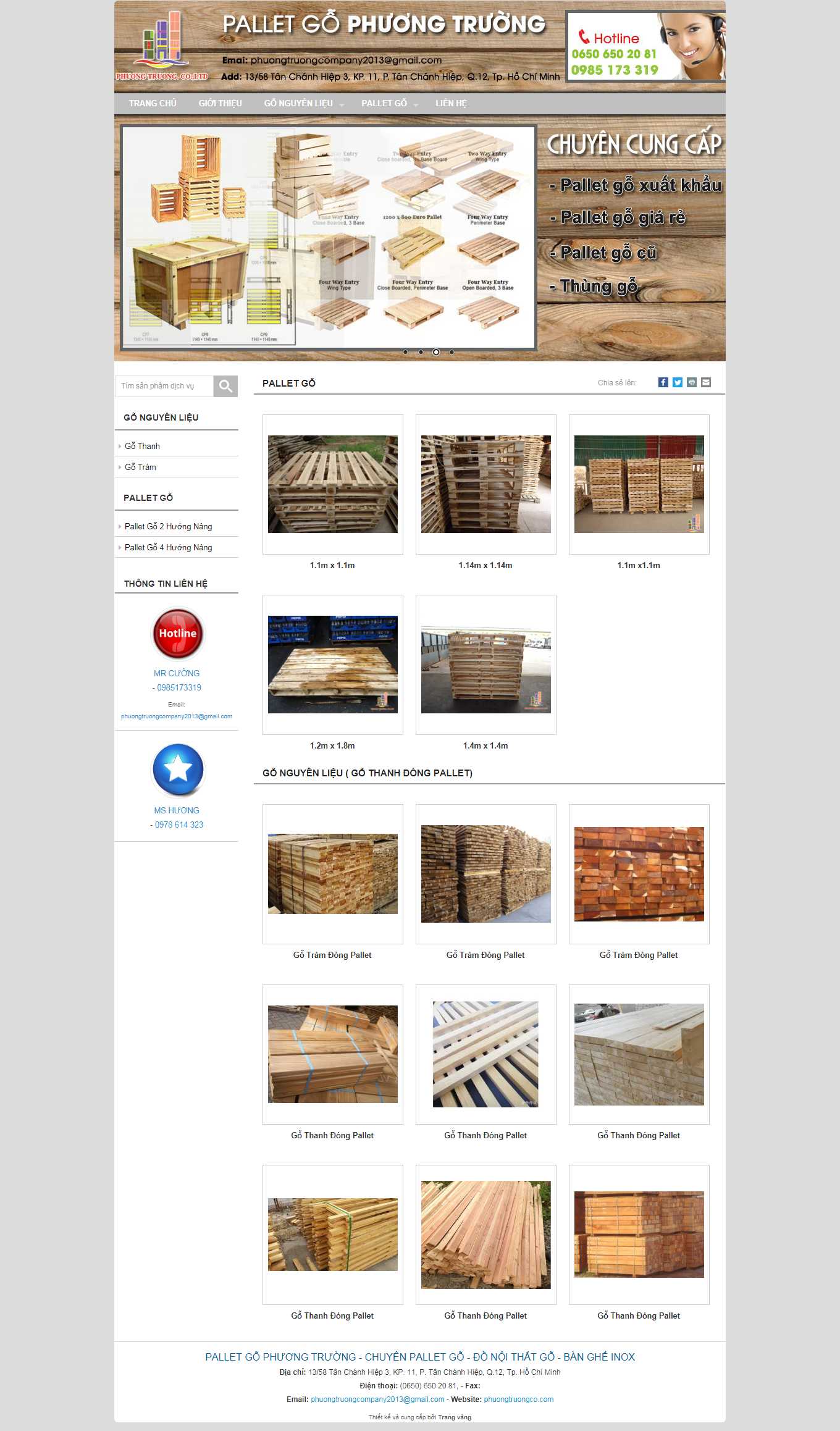 Thiết kế Web cho thuê pallet phuongtruongco.com