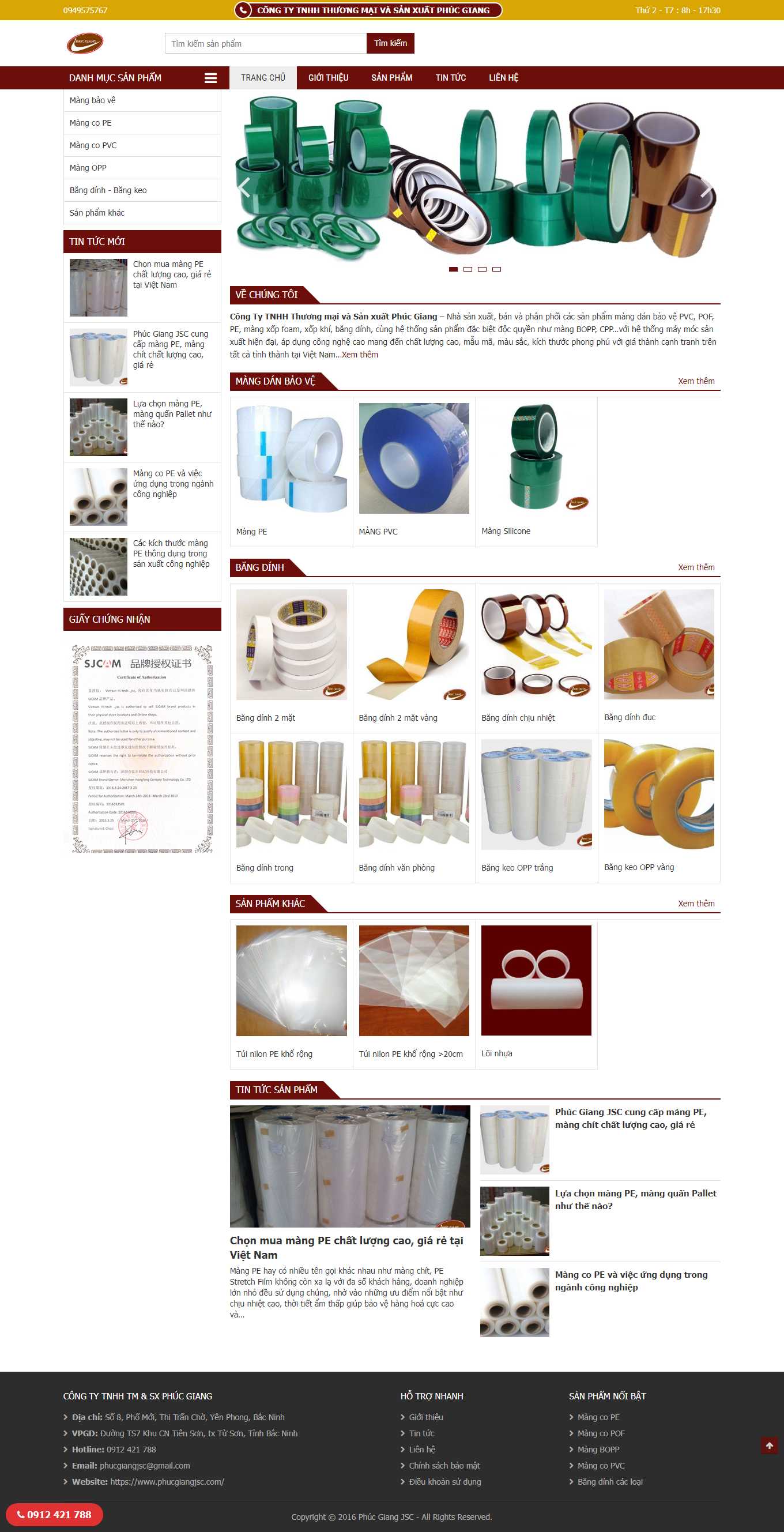 Thiết kế Web băng keo chịu nhiệt phucgiangjsc.com