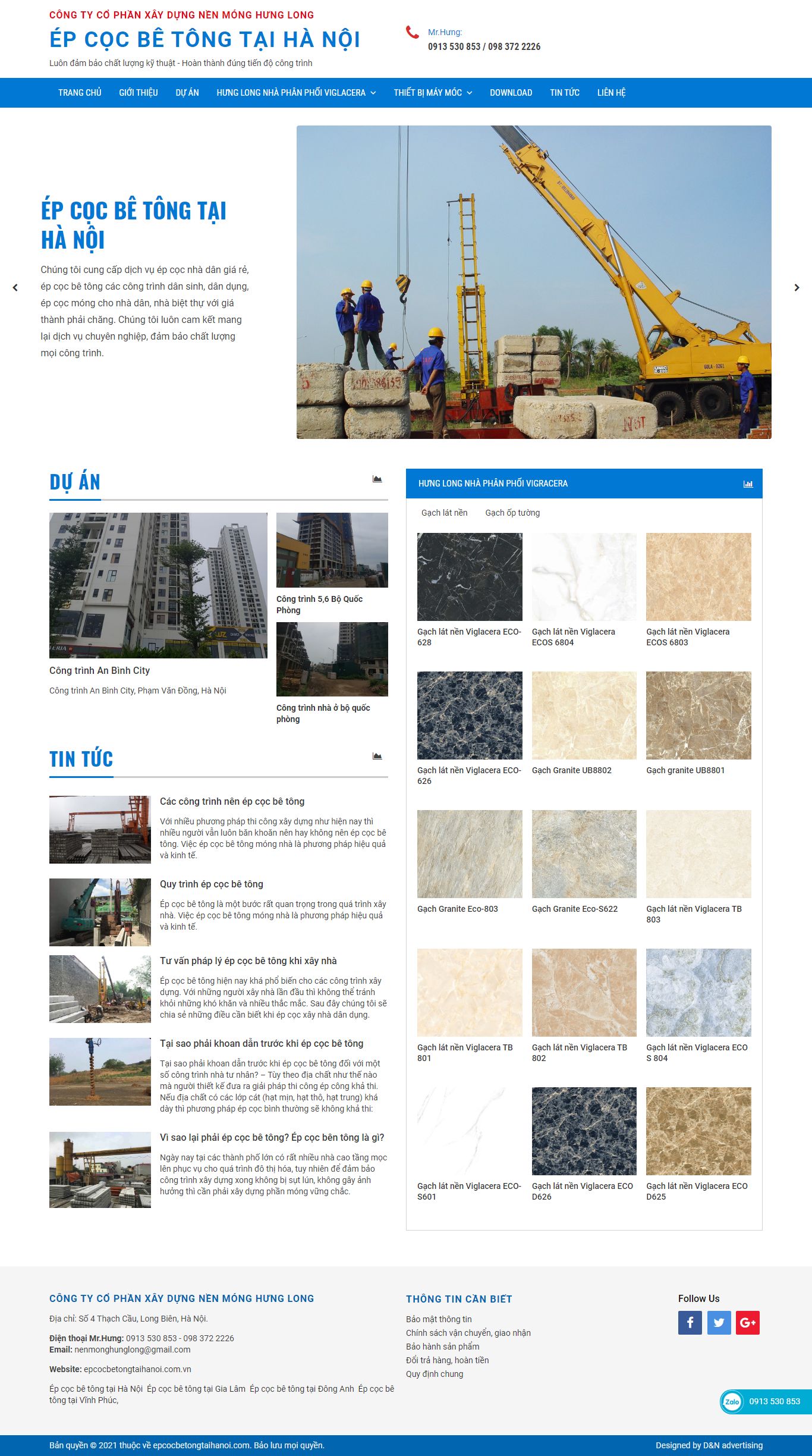 Thiết kế Web ép cọc bê tông epcocbetongtaihanoi.com.vn