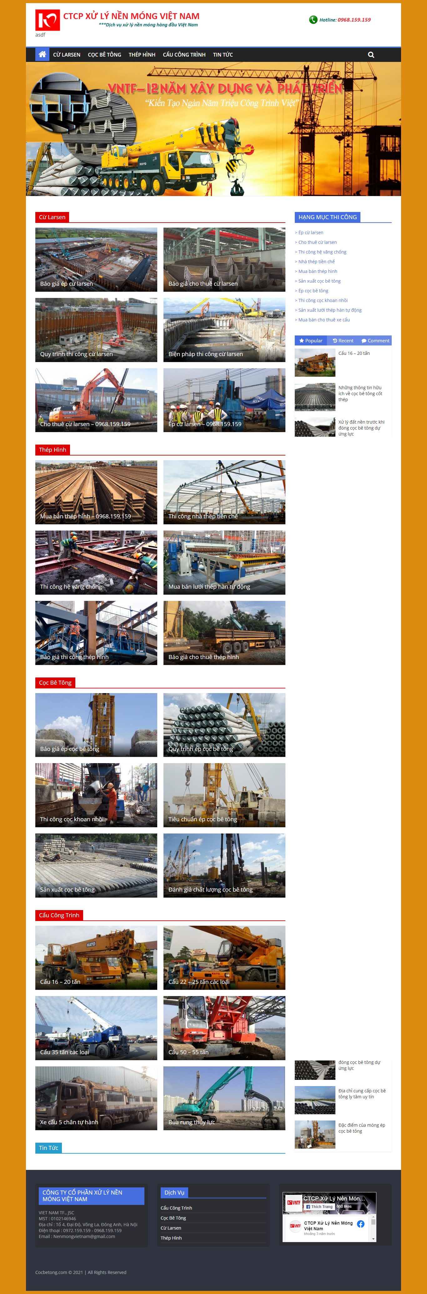 Thiết kế Web ép cọc bê tông cocbetong.com