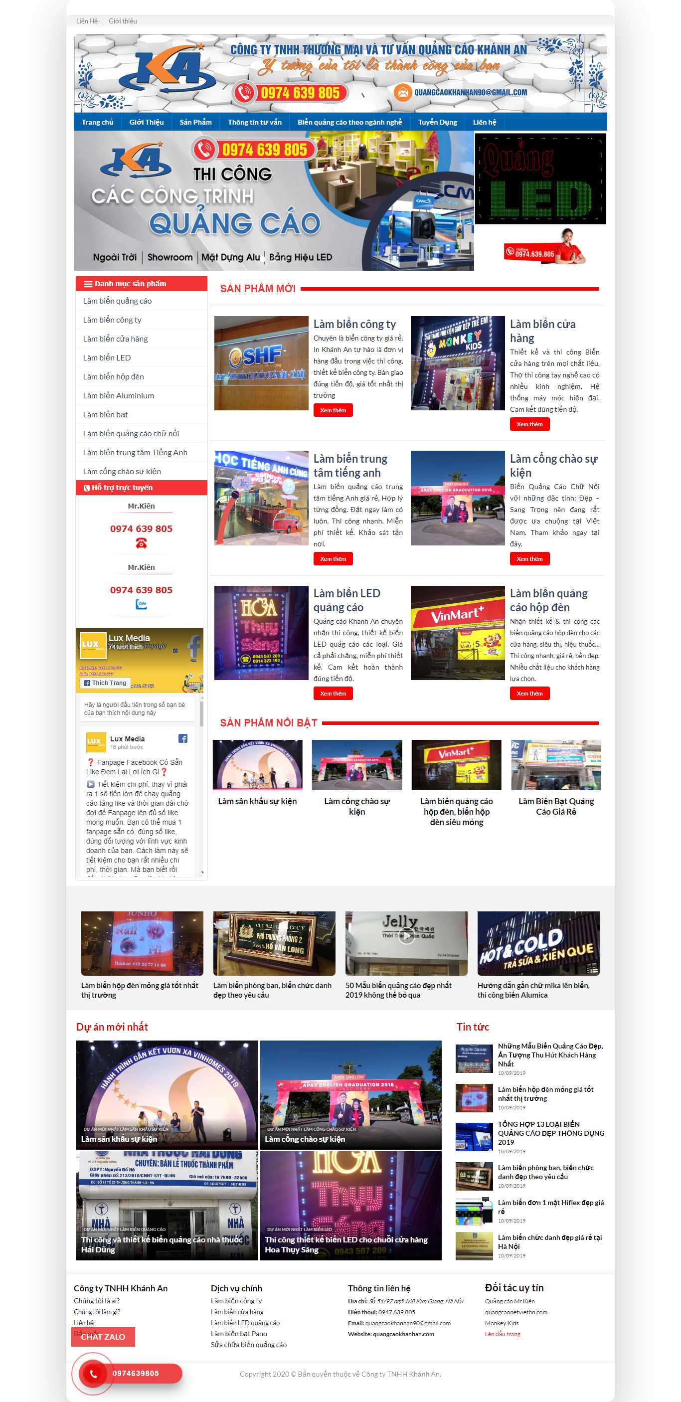 Thiết kế Web làm biển quảng cáo quangcaokhanhan.com