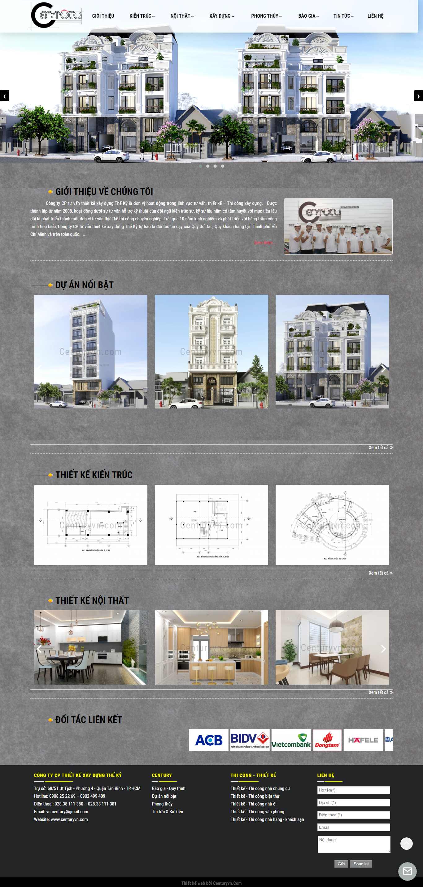 Thiết kế Web công ty xây dựng centuryvn.com