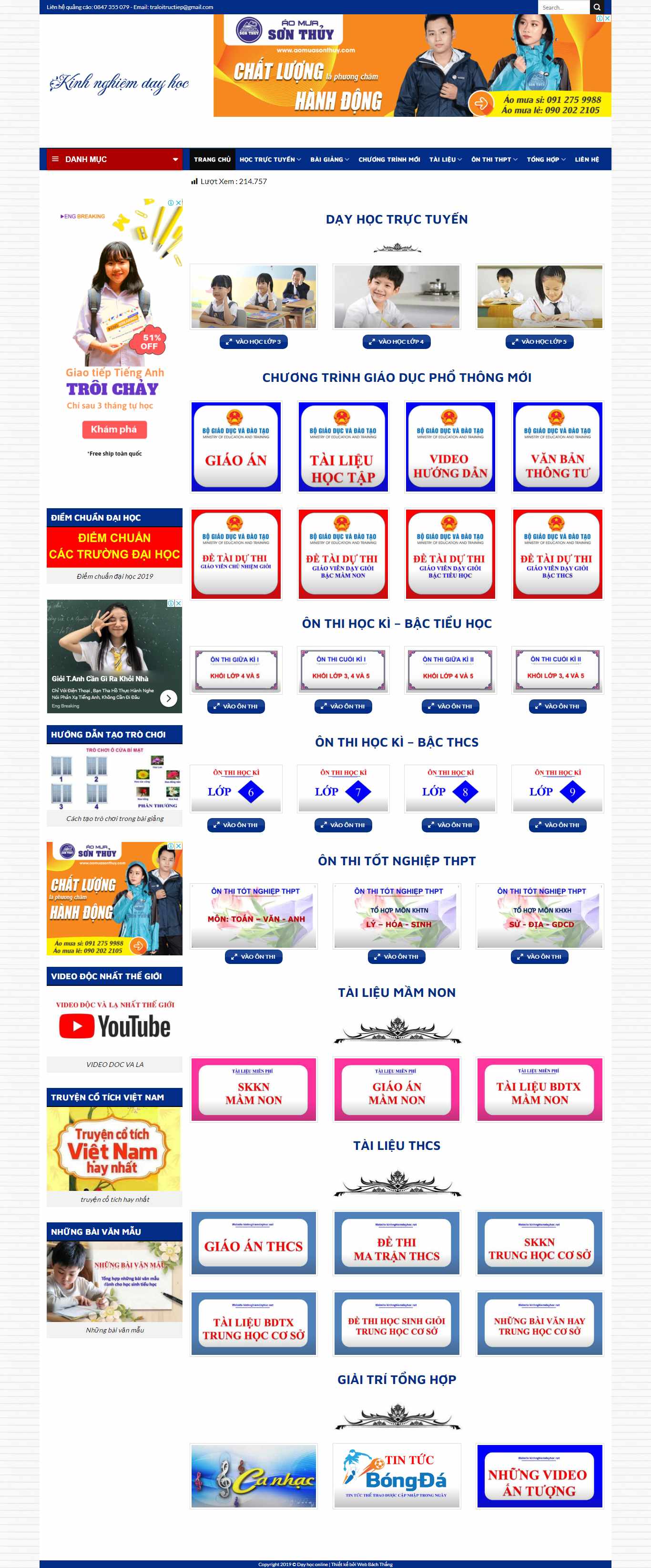 Thiết kế Web đào tạo kinhnghiemdayhoc.net