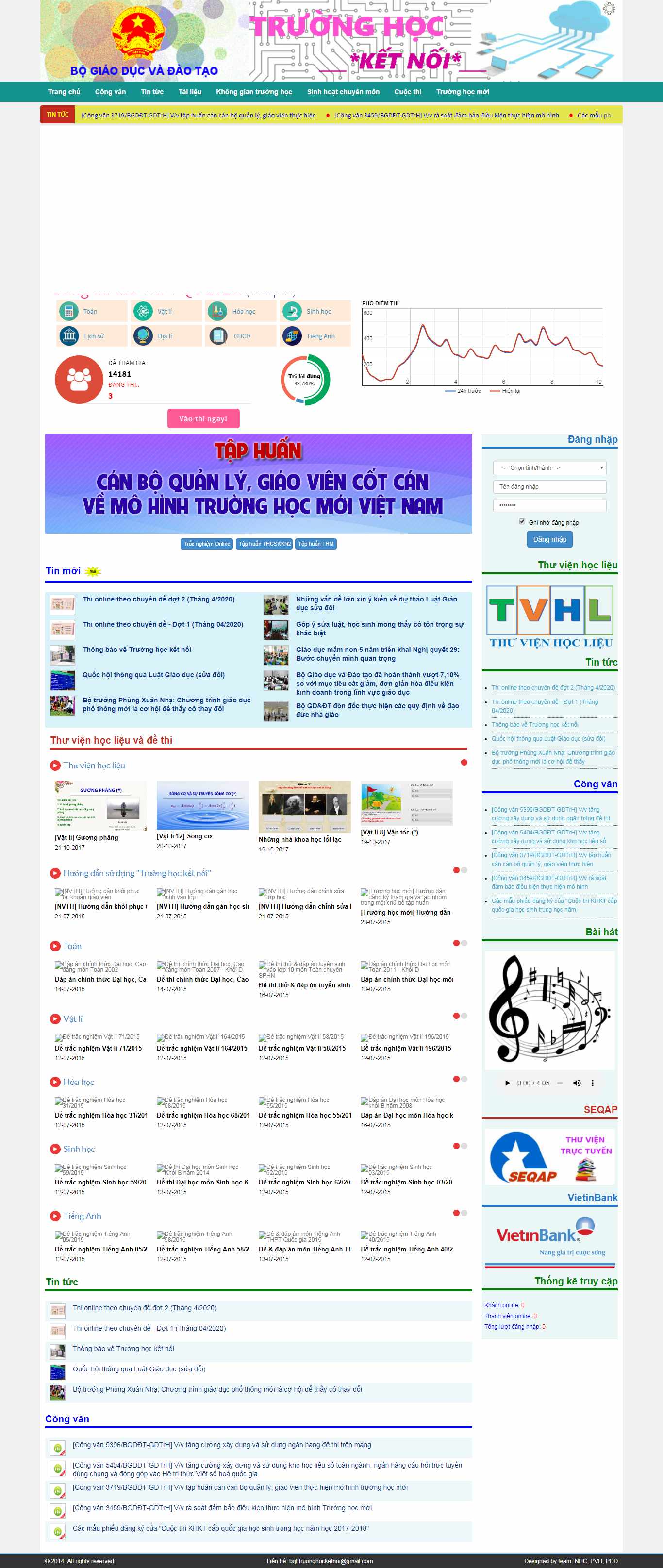 Thiết kế Web đào tạo truonghocketnoi.edu.vn