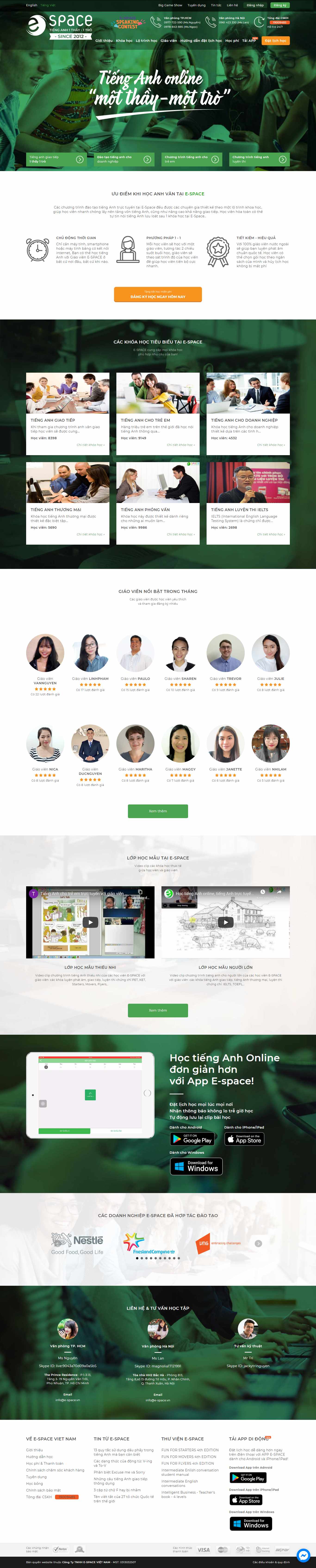 Thiết kế Web đào tạo e-space.vn