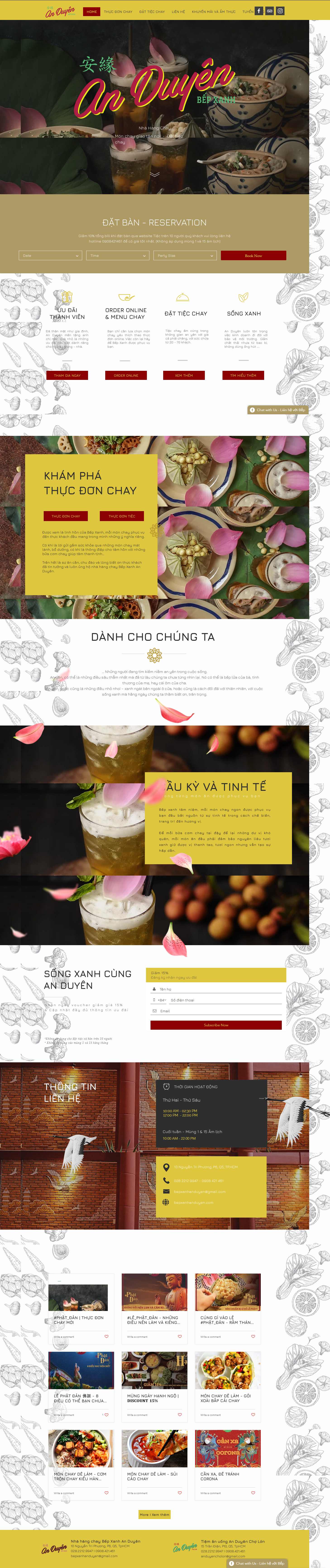 Thiết kế web đồ ăn chay - www.bepxanhanduyen.com