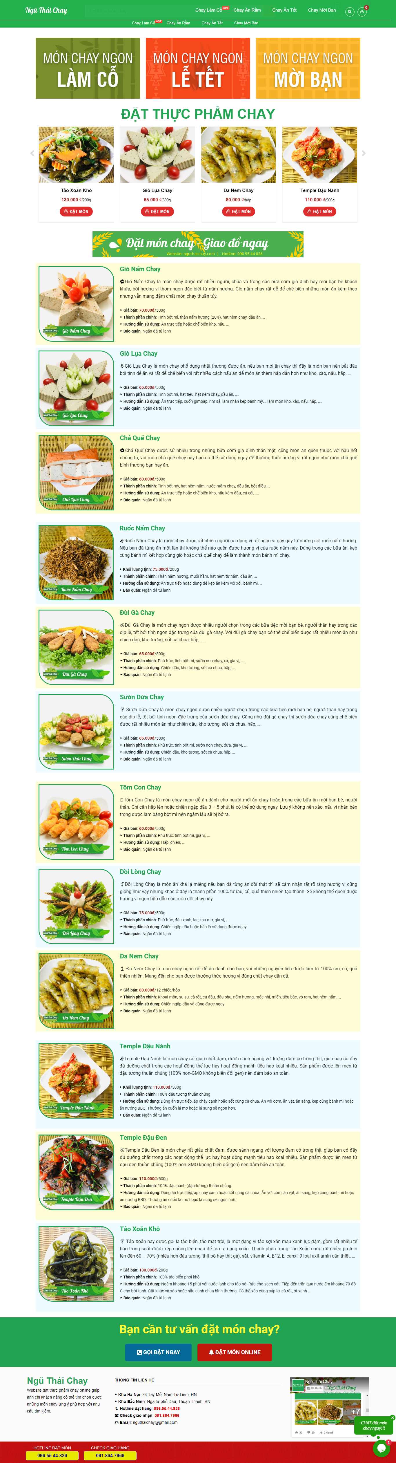 Thiết kế web đồ ăn chay - nguthaichay.com