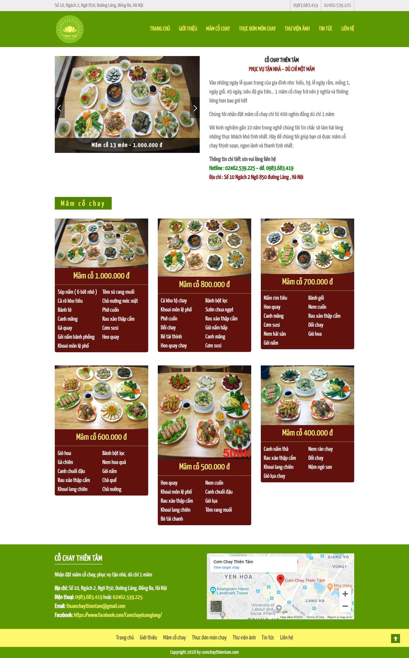 Thiết kế Web đồ ăn chay comchaythientam.com